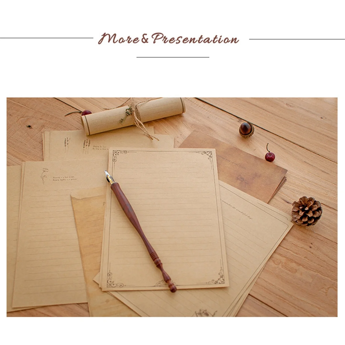 Gfc-12 Pcs Vintage Kraft Paper Writing Paper European Style Paper for Letter Writing Letter Paper Stationery Number 4