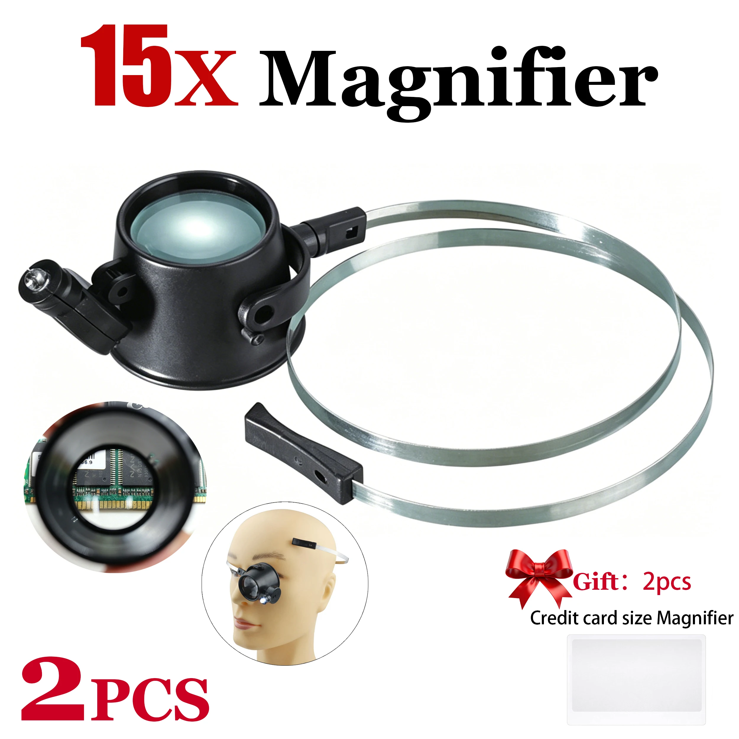 15X Eye Loupe Magnifier Headband Magnifying Glass With LED Light for  Watchmaker Watch Repair Tools Eye Magnifier Clock Repair