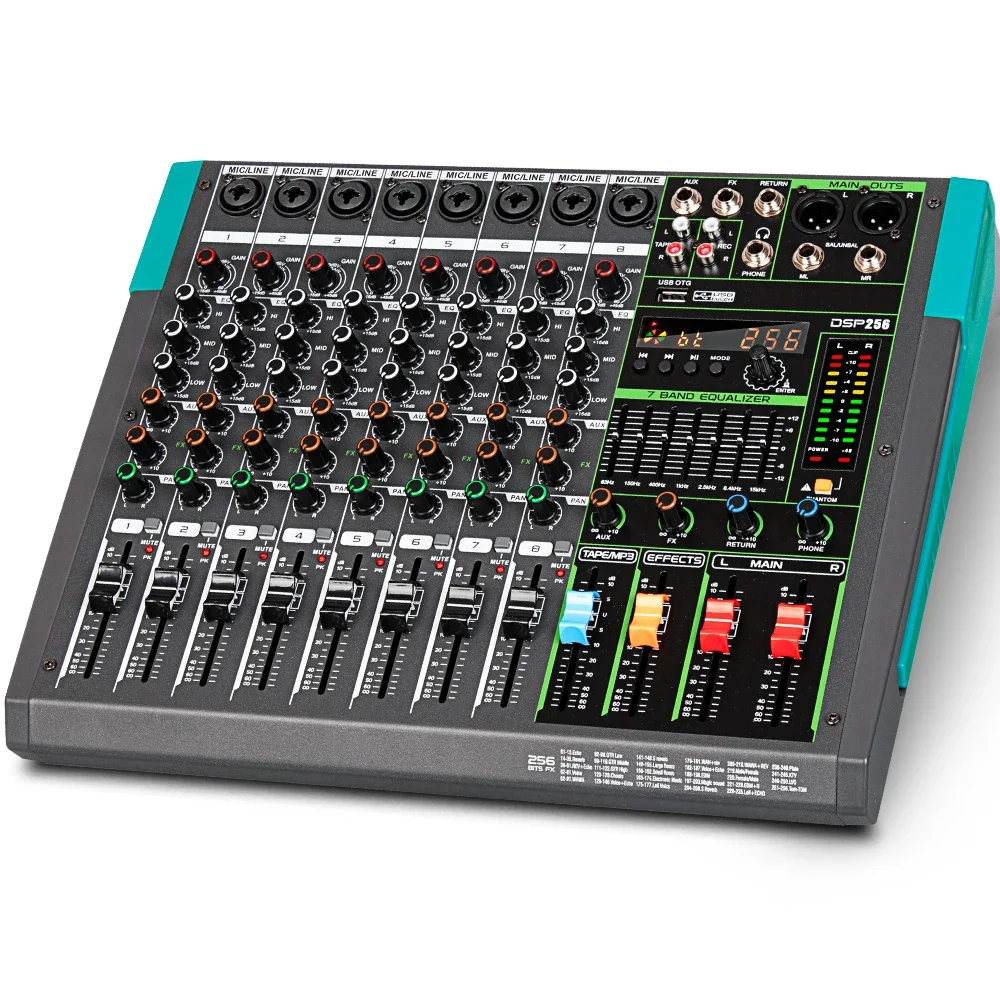 Depusheng MG8 built-in 256 Reverb Effect 8 Channels Digital Professional audio console mixer with USB connection