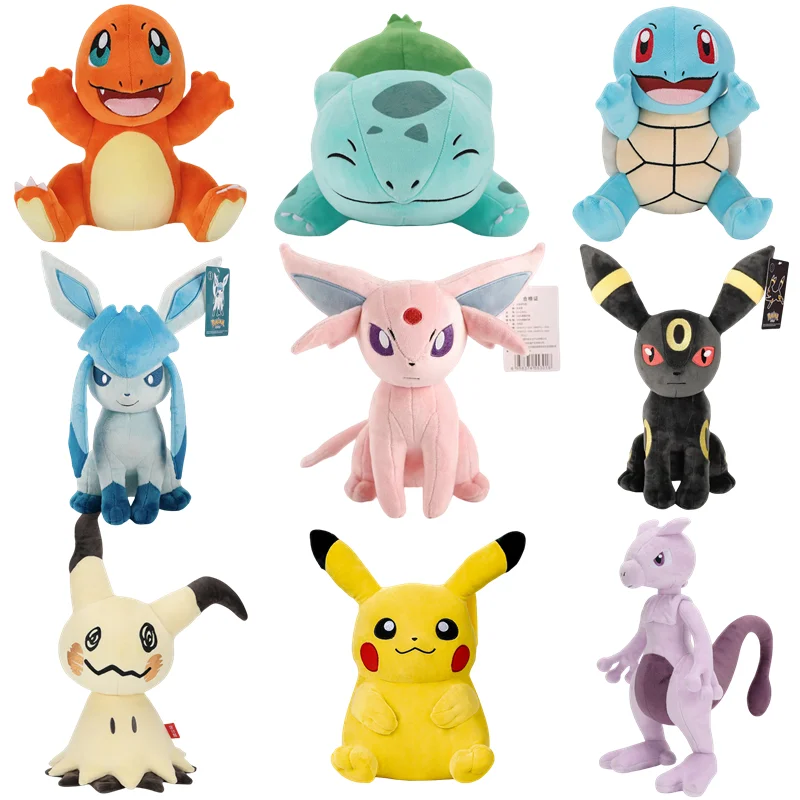 Pokemon Plush Toys pikachu Eevee Espeon Umbreon Stuffed Pokemon Doll Mewtwo Charmander Squirtle Animal Soft Dolls Kids Baby Gift