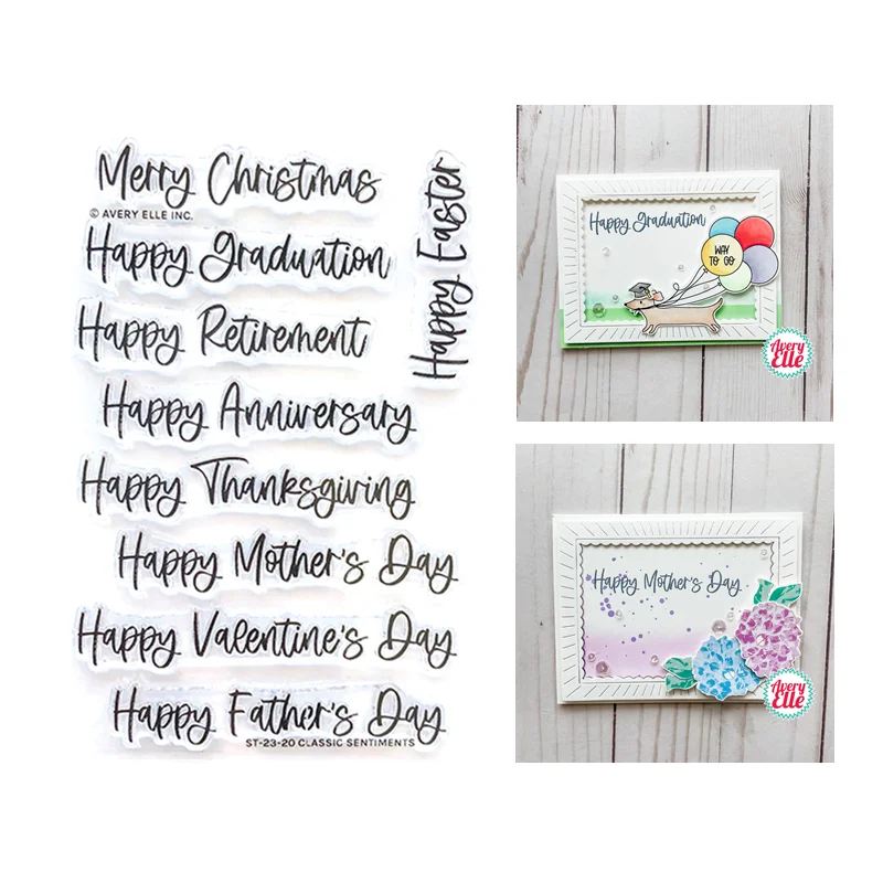 Classic Sentiments Happy Day New May 2023 Clear Stamps for Paper Making  Scrapbooking Embossing Frame Card no Cutting Dies