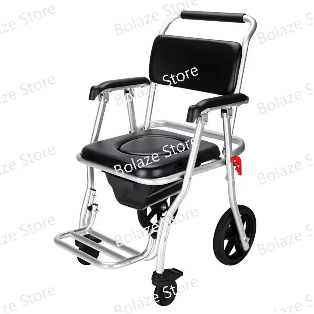 Elderly People Sitting Toilet Chair Home Trolley Elderly Multi-Functional Disabled Light Can Sit Portable Tolding Bath Chair