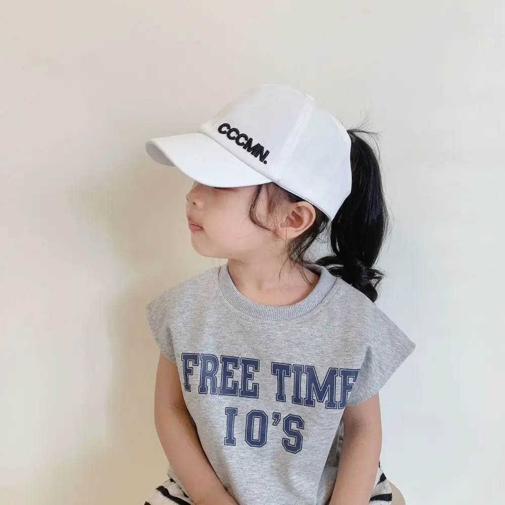 Outdoor Sports Cotton Children Baseball Cap Sunscreen Breathable Top Air Cap Ponytail Hat Summer