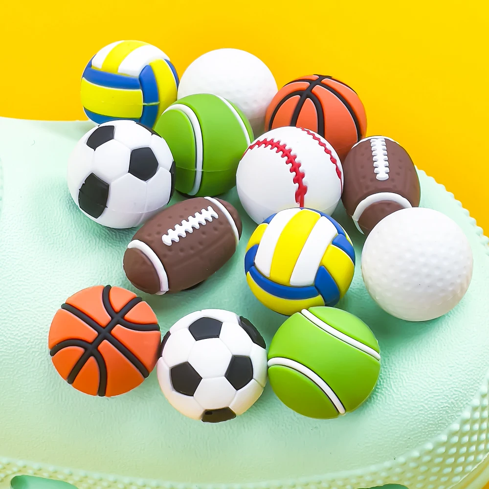 1 stücke 3D Bälle Schuh Charms Zubehör Turnschuhe Schuh Dekorationen Pins für Clog Frau Männer Fußball Clips Jeans Dropshipping – Detail 5