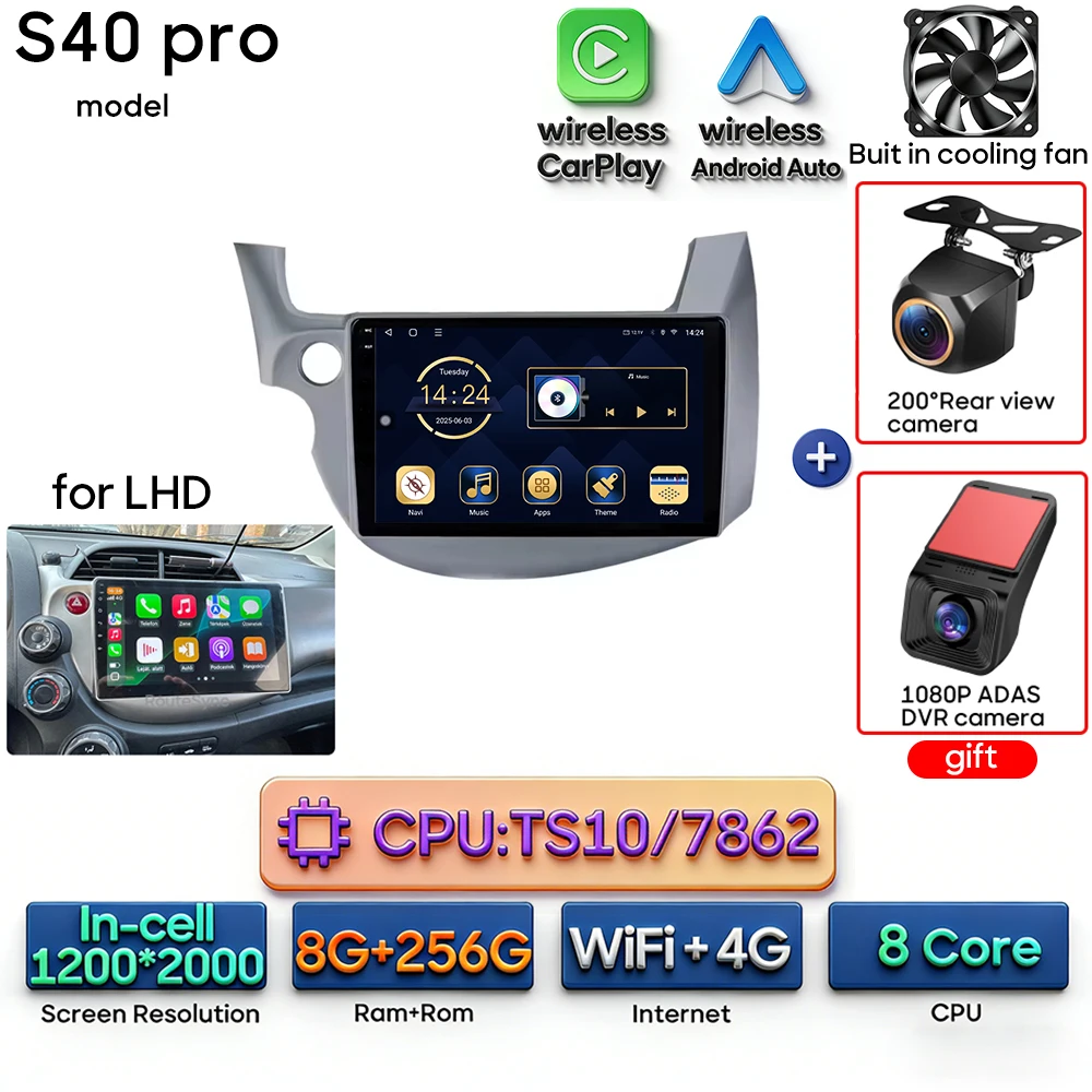 Android 16 For Honda Jazz 2 GG 2008 - 2014 Fit 2 GE GP GE 2007 - 2014 Car Radio Multimedia Video Player GPS Navigation CarPlay image 3