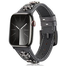 Leather Watch Band for apple watch strap Ultra 2 49mm 45mm 42mm 40mm 41mm Woman Man bracelet iWatch series 9 8 7 6 5 4 3 Se Band