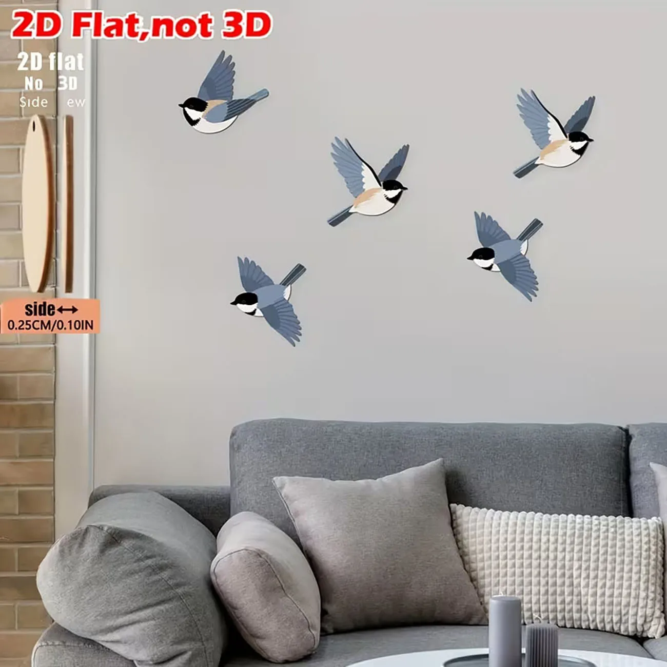 2D Flat Swallow Wooden Wall Decorations, Equipped with Nano Tape, Easy to Install Without Drilling for Indoor Home Decor view 2