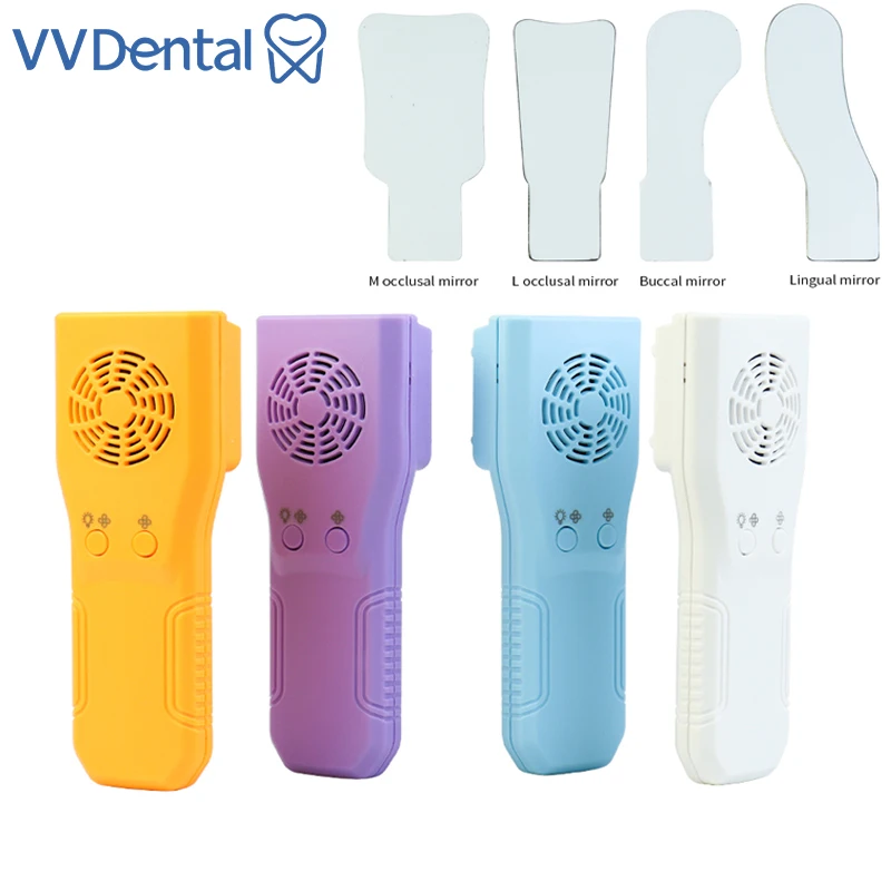 VVDental Dental Anti-fog Mirrors Automatici Occlusal Photography Reflector Kit with LED Light Intraoral Photo System Stainless