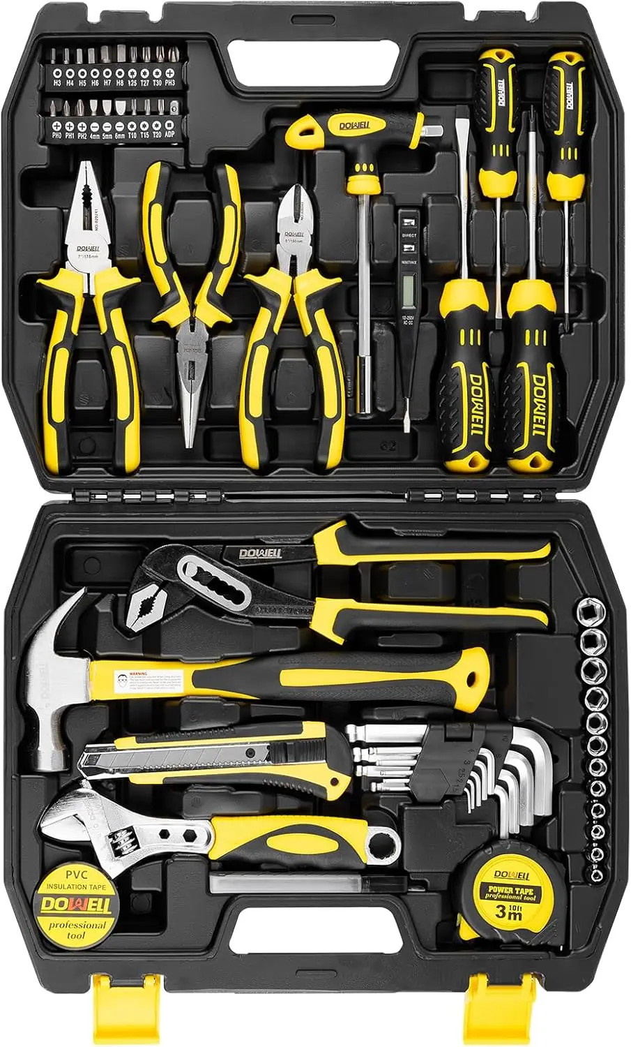 

62-Piece Home Repair Tool Kit with Wrench, Pliers, Screwdrivers for DIY Projects and Household Maintenance