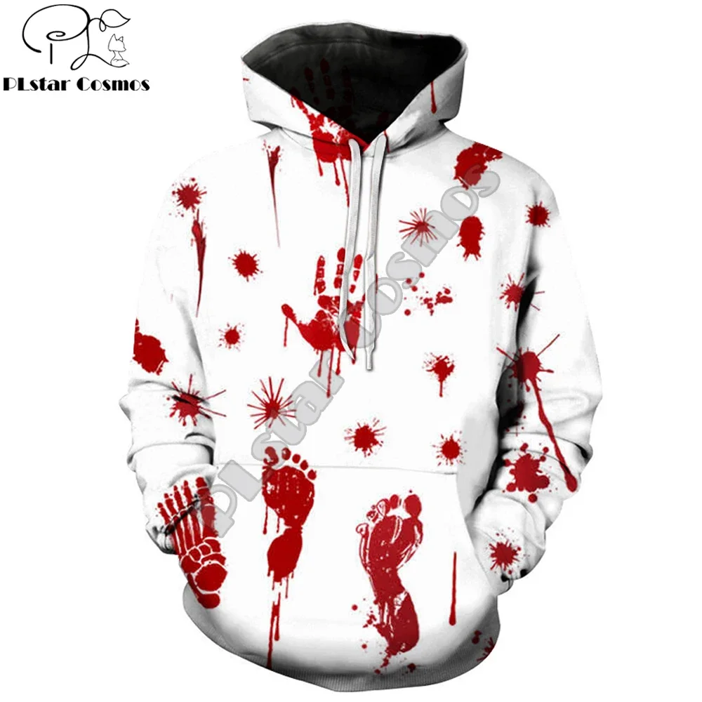 

Halloween Blood Footprint 3D Printed Mens Hoodie Harajuku Streetwear Autumn Hooded Sweatshirt Unisex Casual Tracksuits DK043