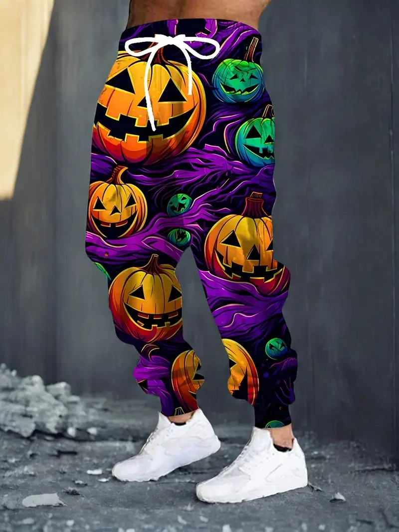 

loween Pumpkin 3D Print Men's Casual Pants Faionable Loose Fit Long Trousers Youthful Spring Autumn Polyester Fiber