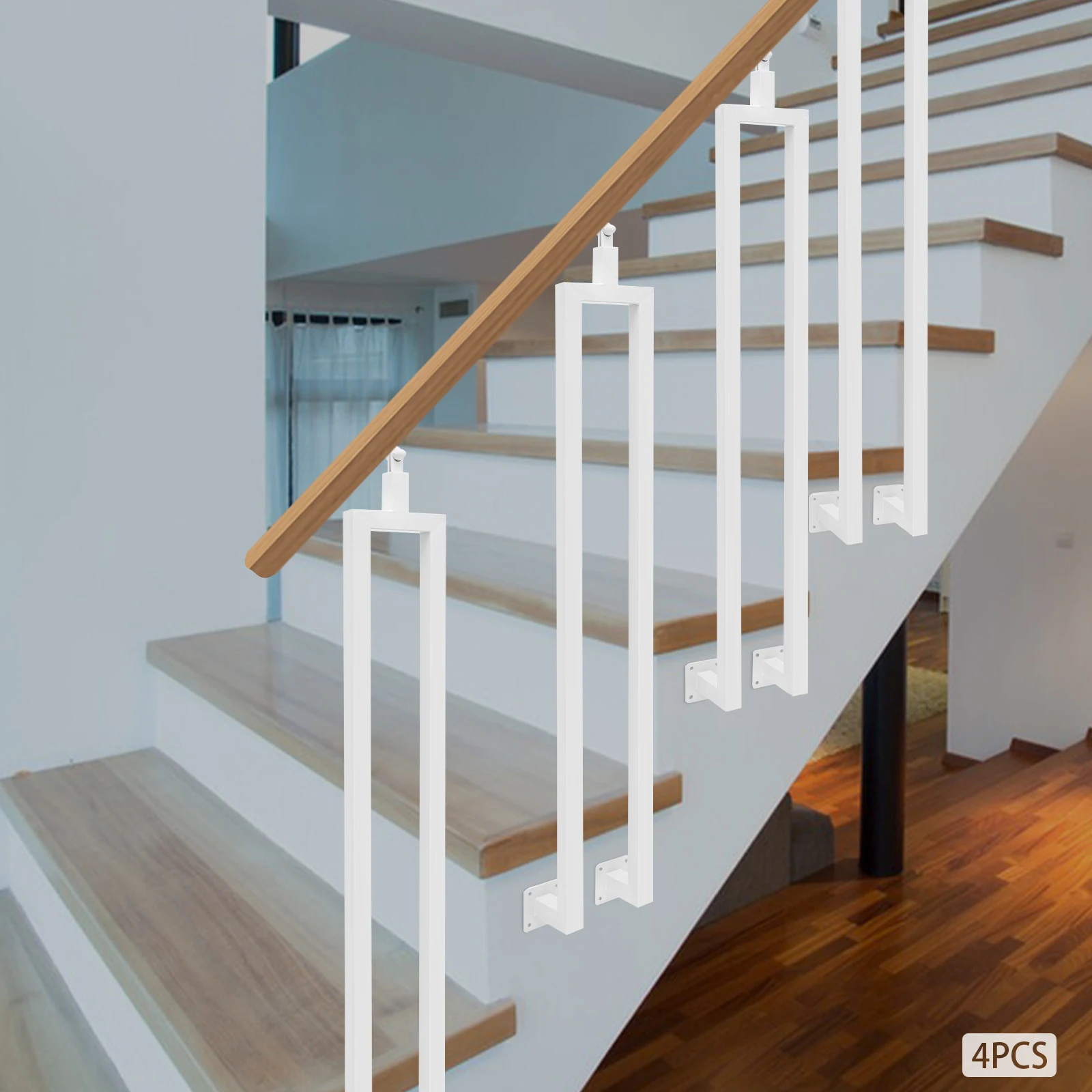 4-Piece  U-shaped Stair Baluster Posts, Stair Railing Posts,Adjustable Stair Railing Posts for Deck, Balcony, Stair