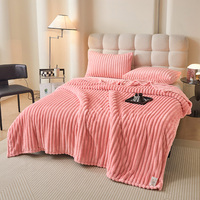 Korean Style Throw Blanket for Couch, Cozy Warm Plush Striped Blanket for Sofa Bedroom Living Room,All Season Use Festival Decor