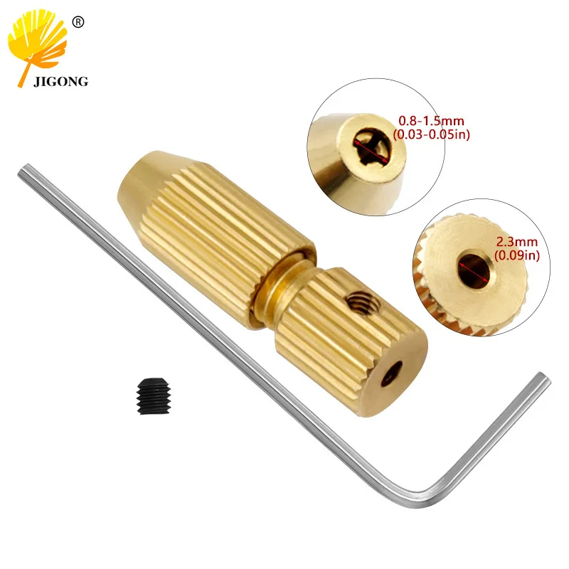 Small electric drill clip, miniature chuck self-tightening clamping 0.8-1 mm hand woodworking brass c