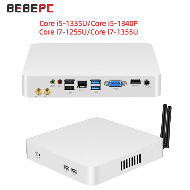 Bebepc fan 12. 13. i5 1335u 1340p 1255u 1355u m.2 nvme 32g 16g 1 * rj45 bt windows linux mini laptop gamer pc