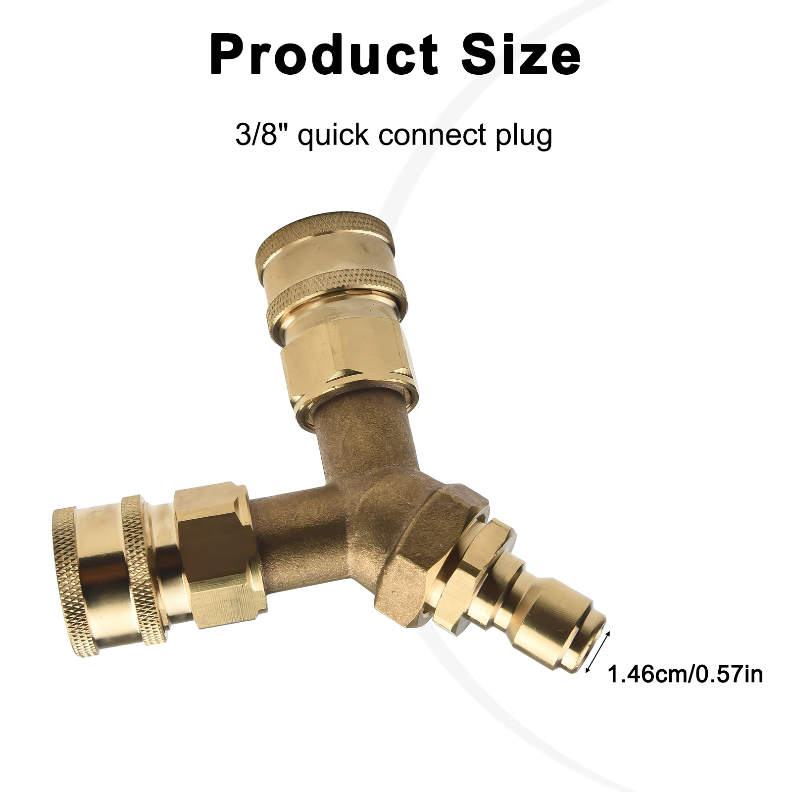 Three-way Converts Tee Splitter Splitter 14.8mm 3/8 Inch 4000 PSI Brass Two Washing Machines High-pressure  Three-way