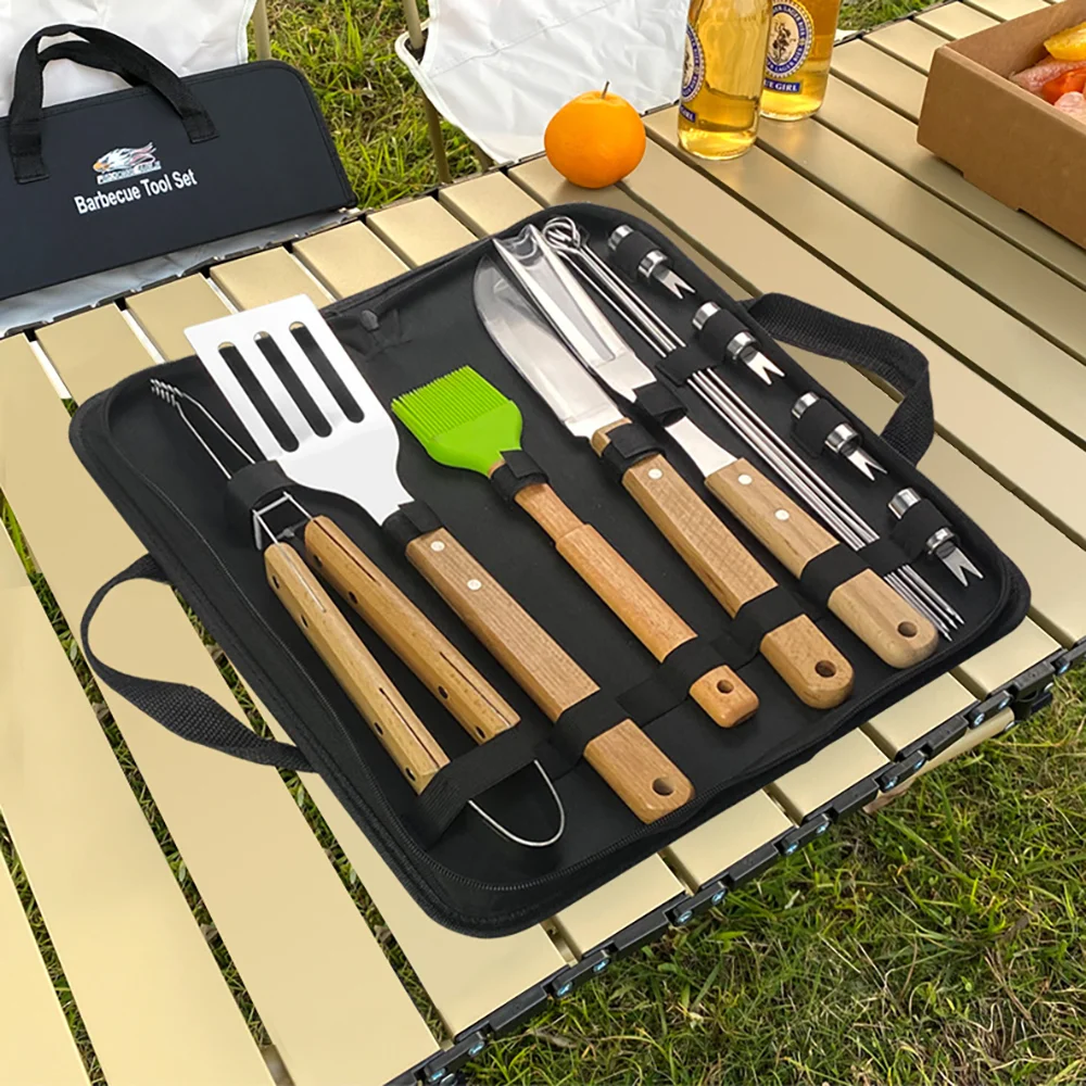 18Pcs Barbecue Combination Tool Stainless Steel BBQ Accessories Oven Set Outdoor Party Professional Grill Fork Shovel Clip Brush