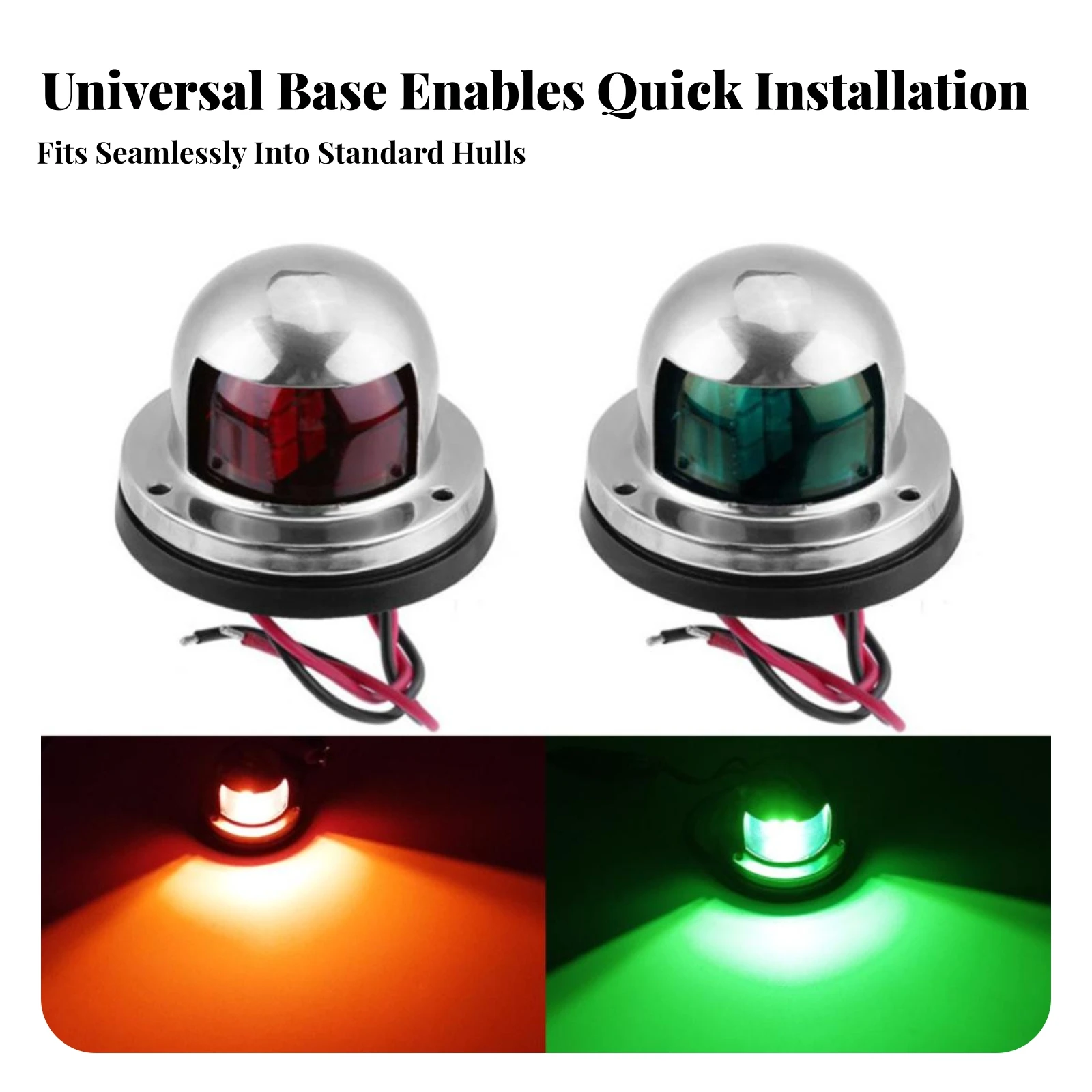 Boat Navigation Light Pair 12V Navigation Lights with Red and Green Lenses Sidelights with Stainless Steel Housing Low