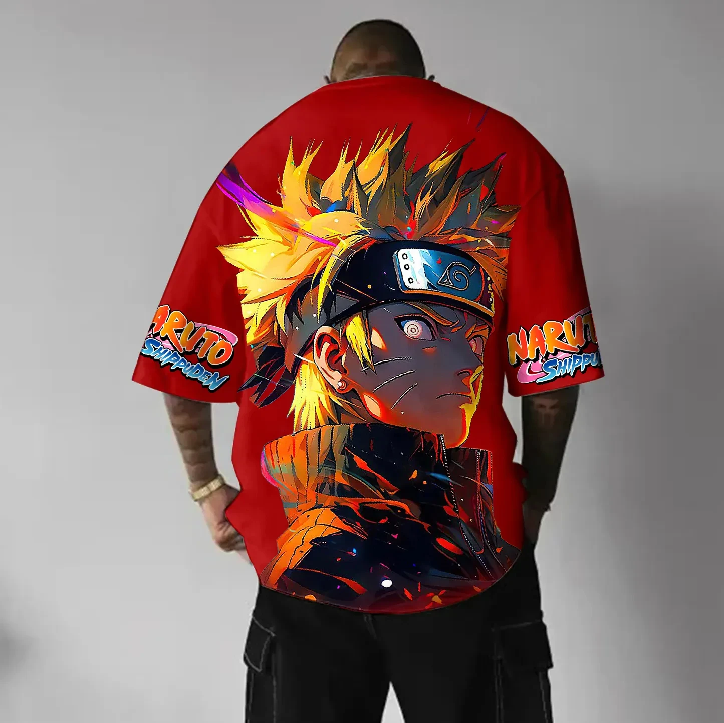 

2025 Naruto Anime Pure Cotton Heavyweight Loose Short Sleeved T-shirt for Men and Women Casual Personality Versatile Ins