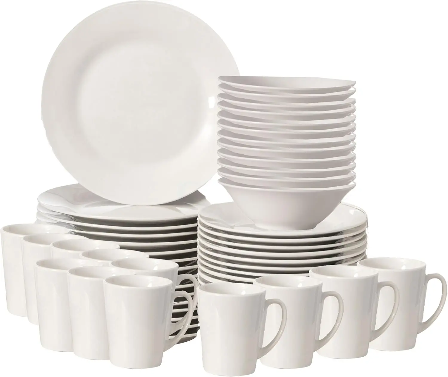 

48 PC Rimmed Dinnerware Set for 12 Person | Mugs, Salad and Dinner Plates and Bowls Sets, Dishes with Highly Chip and Crack Resi
