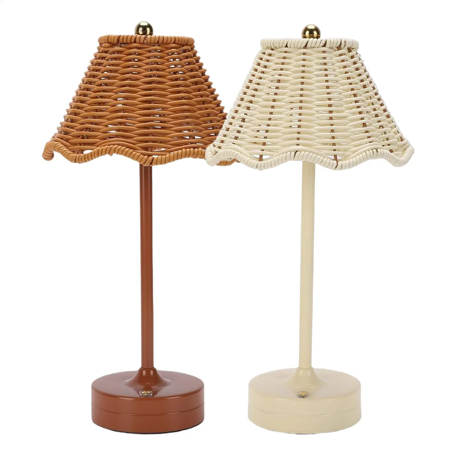 Touch Sensor LED Rattan Desk Lamp Wireless Design Adjustable Brightness Rechargeable Desk Lamp Eye Care Energy Saving