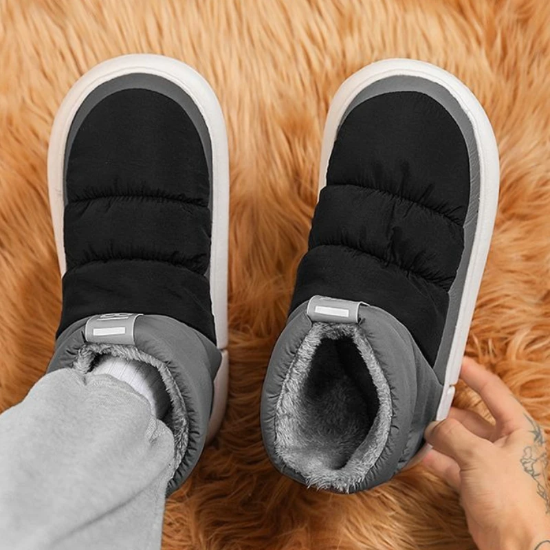 

Color Block Thick Sole Men's Winter Snow Boots Fleece Lined Thickened Sheepskin Cold Resistant Slip Resistant Warm Shoes