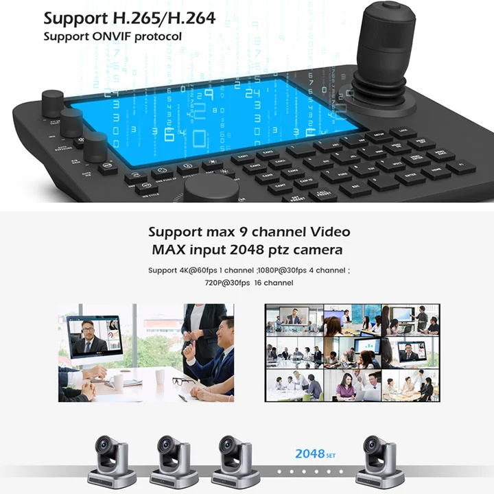 NDI HX 4K hd Mi Android 11 Touch Screen 7 Inch Large Screen PTZ IP Joystick Controller Keyboard Real-time for Live Streaming