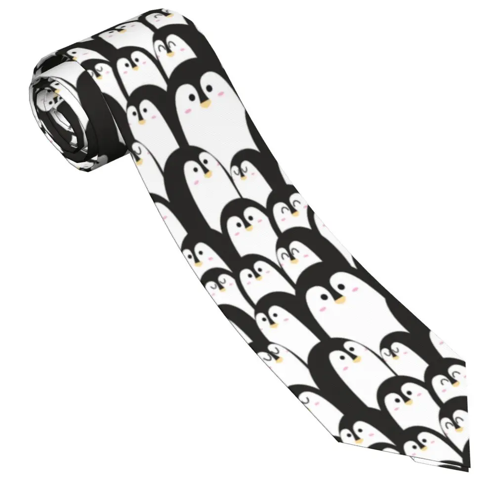 Cute Animal With Penguin Black And White Neckties Unisex Polyester 8 cm Neck Tie for Men Skinny Classic Shirt Accessories