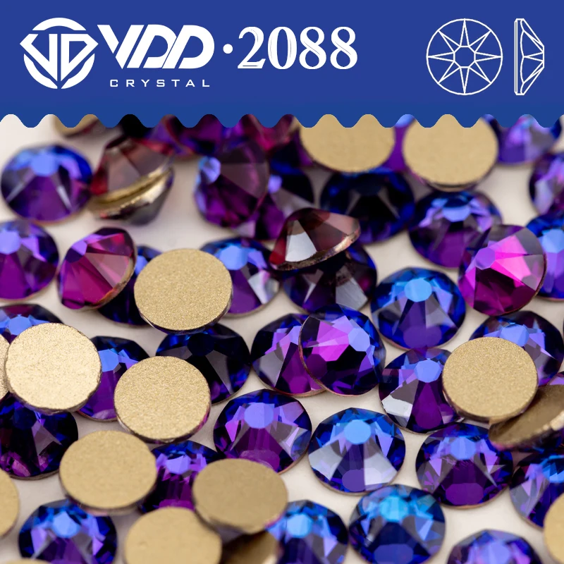 VDD 036 Purple Velvet SS16-SS30 2088 Rhinestone Crystal High Quality 8 Big 8 Small Flatback Stone DIY Crafts Nail Art Decoration