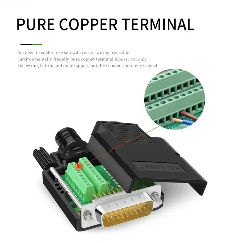 Db26 conector sem solda 26 pinos 3 fileiras macho fêmea plug grau industrial db 26 D-SUB adaptador de placa de fiação terminal de fuga