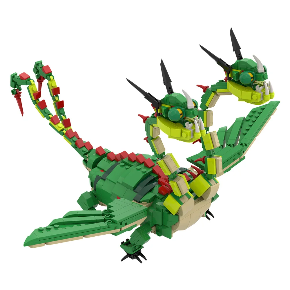 

MOC Train Your Dragon Hideous Zippleback Building Blocks DIY Two-Headed Dragon Cartoon Cute Anime Model Bricks Kids Toy Gifts