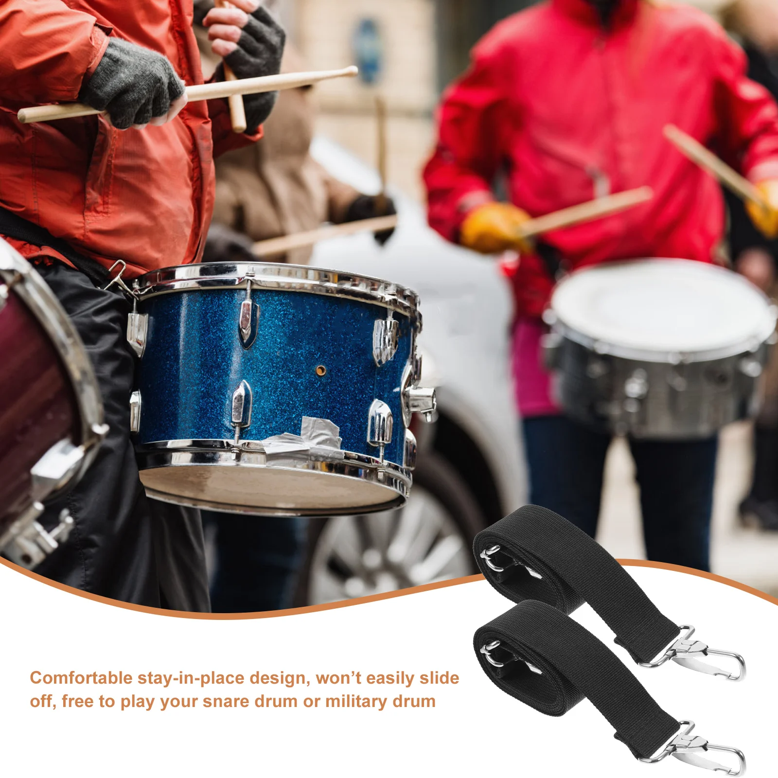 4Pcs Snare Drum Shoulder Strap African Drum Strap Polyester Snare Drum Strap with Metal Hook snare drum sling