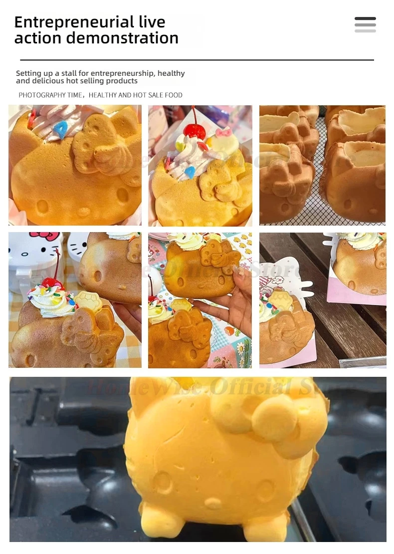 LX Electric Cartoon Kitty Cat Waffle Machine 1800W Open Mouth Kitty Shape Taiyaki Machine Ice Cream Waffle Maker 110V 220V