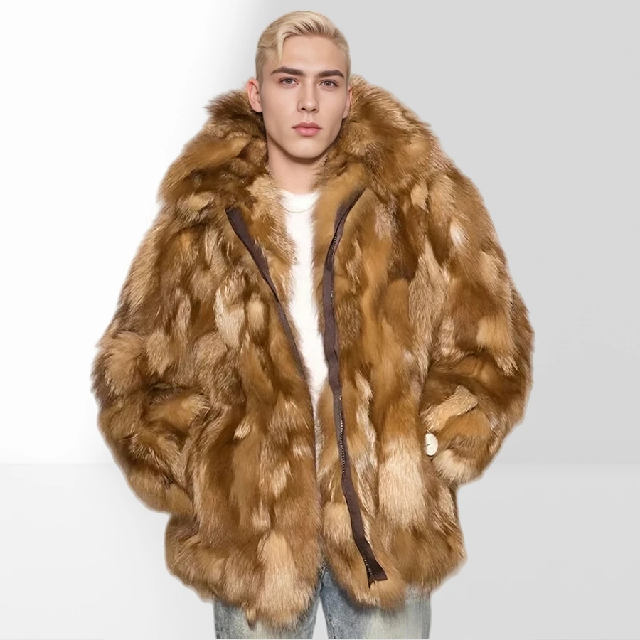 

Mens Fur Coat Real Fox Fur Coats Winter Short Fur Jacket Warm Best Selling Full Skin Genuine Fox Fur Outerwear