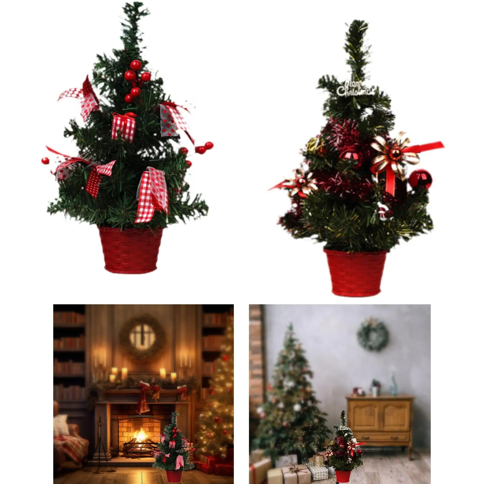 

Tabletop Christmas Tree Statue Desktop Ornament Housewarming Gift Artificial