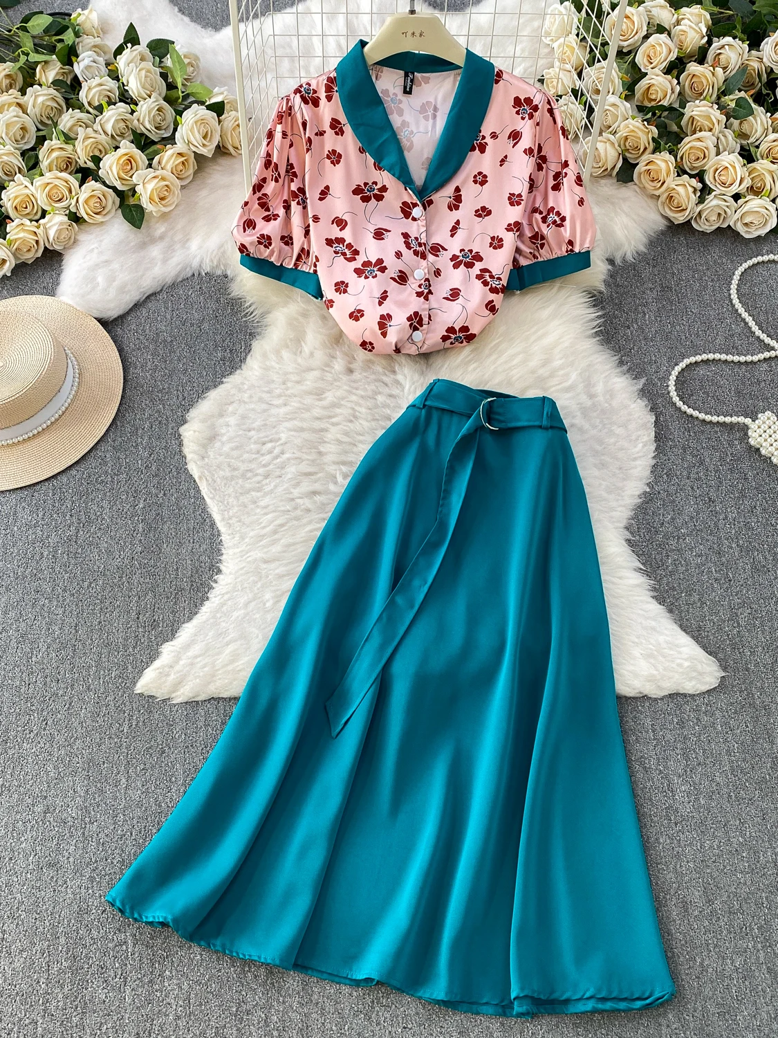 ชุดสูทลายดอกไม้ฤดูร้อนพร้อมกระ - Midi Skirt Floral บทวิจารณ์และราคา