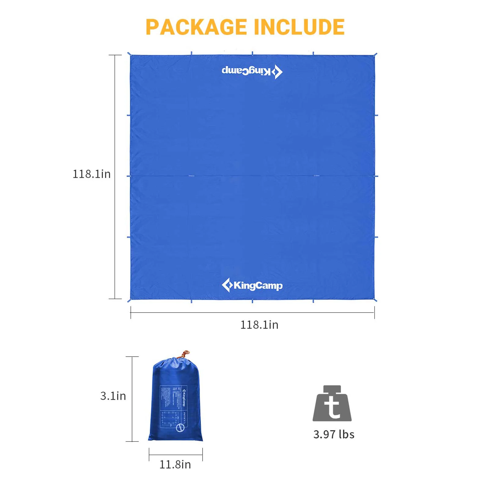 KingCamp Camping Tarp, Tent Tarp, Rain Shelter For Camping, Picnic, Beach, Outdoor Activities, Lightweight And UV Resistant