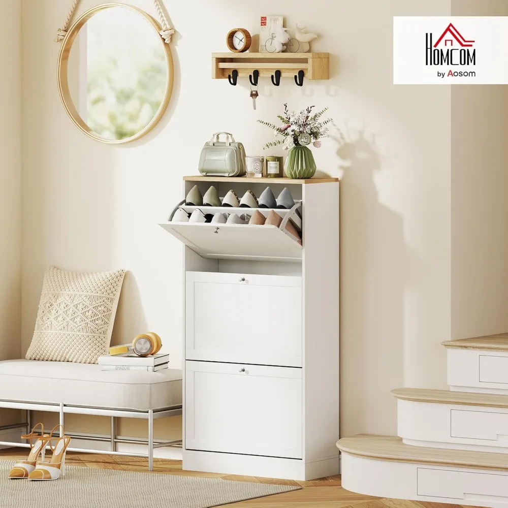 خزانة تخزين الأحذية الحديثة للمدخل مع 3 أدراج، أرفف قابلة للتعديل لـ 18 زوجًا #2