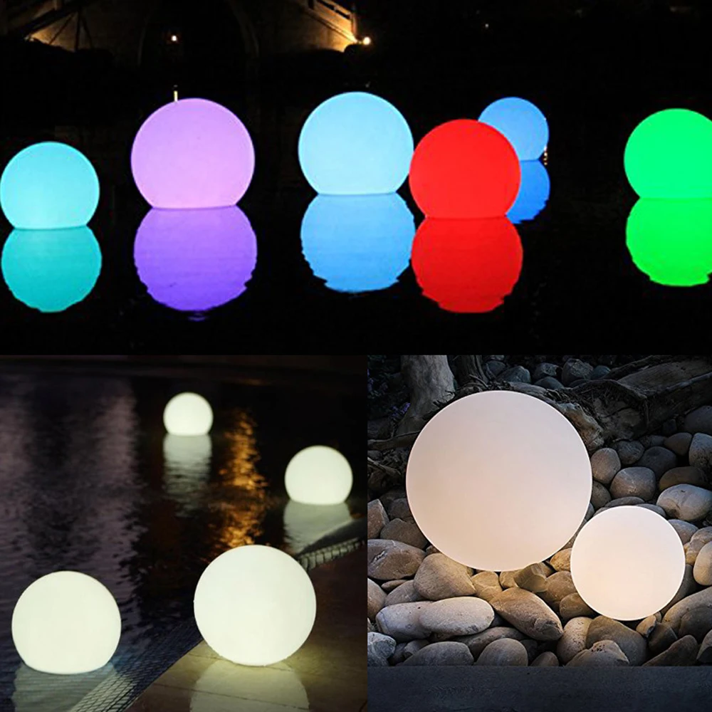 Bola de luz LED impermeable para exteriores, luces nocturnas inalámbricas, Control remoto Multicolor, recargable, orbe flotante para piscina