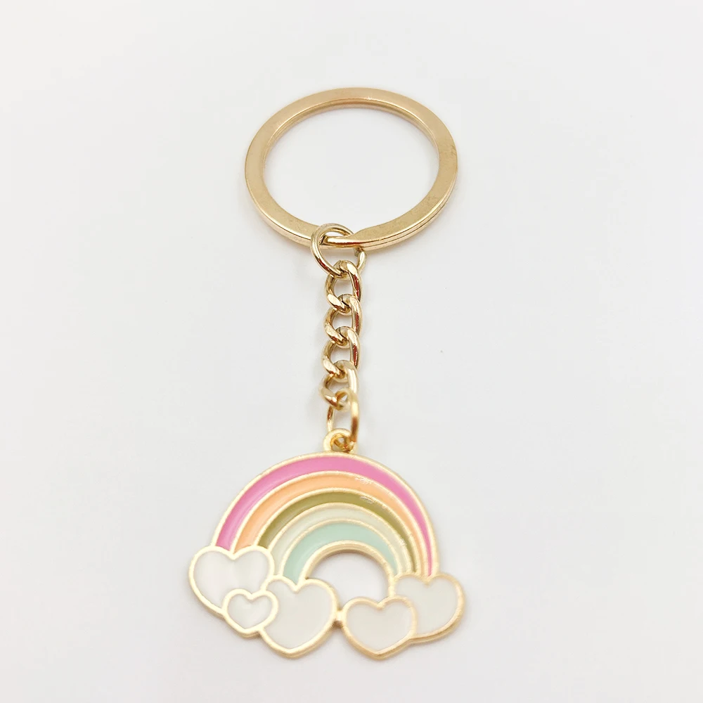 Neue Mode Regenbogen wolke Öl Emaille Charms Schlüssel bund Schlüssel anhänger Auto Schlüssel ring Frauen Kind Geschenk Schmuck