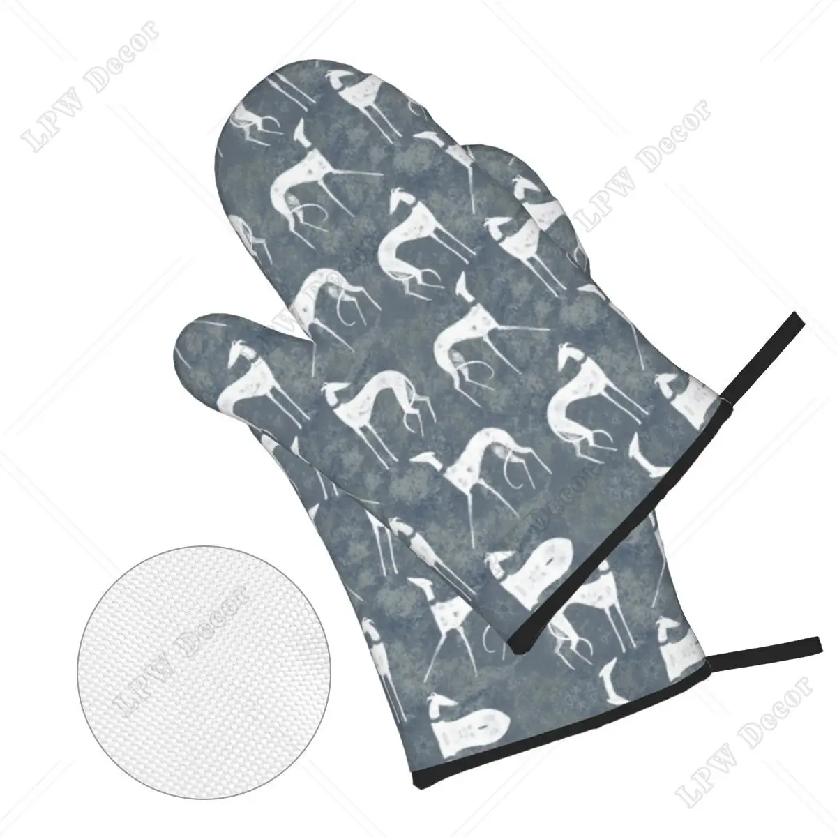 Oven Mitts and Pot Holders 4pcs Whippet Greyhound Hound Dog Kitchen BBQ Gloves for Cooking Baking Grilling Potholder