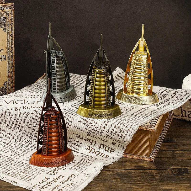 

Sailing Hotel Model Ornaments Creative Decorations Souvenirs Landmark Building Metal Sailing Wine Cabinet Study Decoration