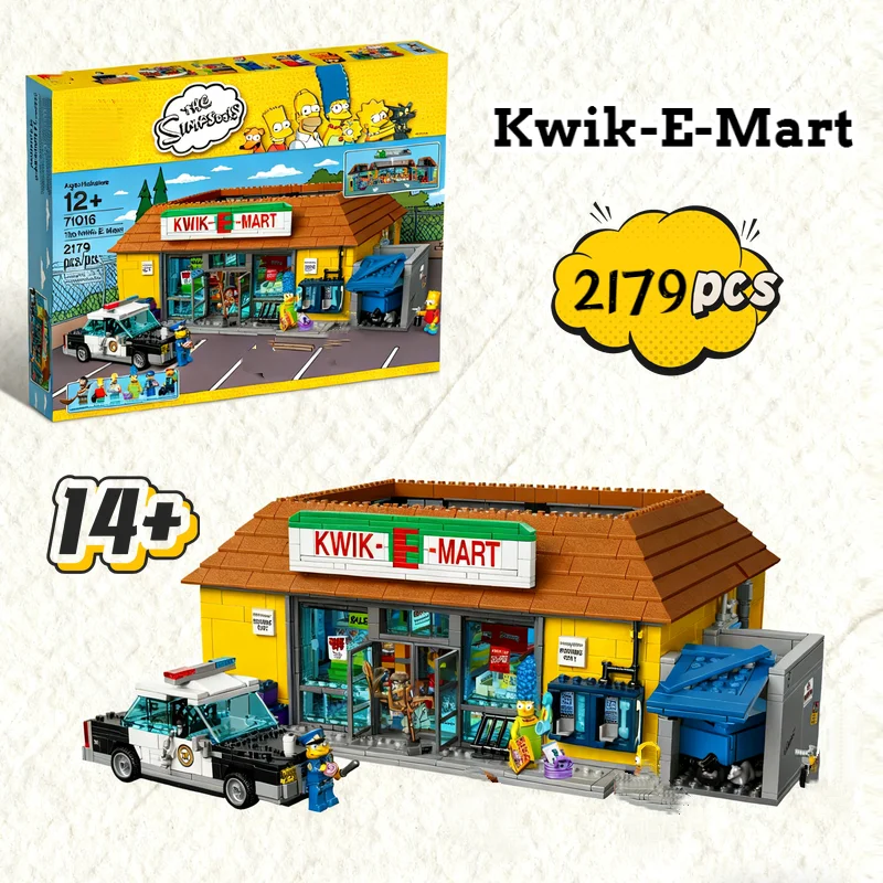 

2179pcs The Kwik E Mart Store Virginia Simpsons Convenience Supermarket 71016 Building Block Model Toy Birthday Christmas Gifts
