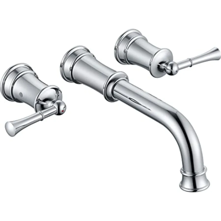 

High Flow Wall Mount Tub Filler with Rough-in Valve Brass Roman Tub Faucet 2 Handle Bathtub Faucet 360 Swivel Spout Polished Ch