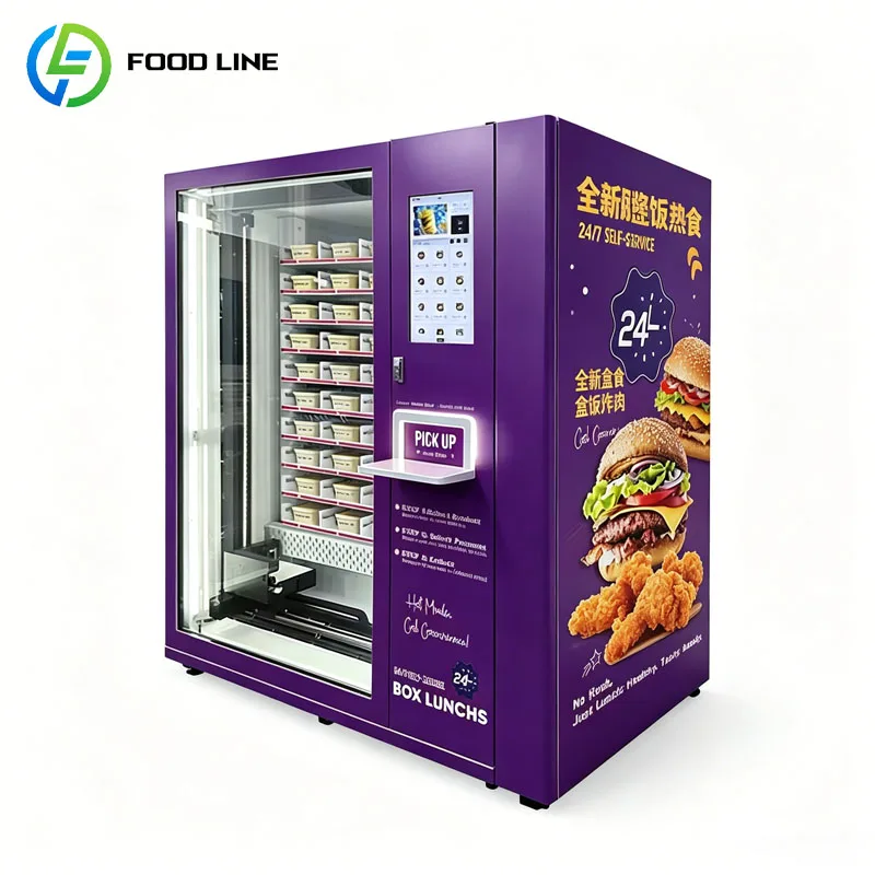 Máquina Expendedora Automática de Comida Preparada, Kiosco Inteligente de Comidas Calientes, Hamburguesas, Papas Fritas, Pollo, Pantalla Táctil con IA, Sistema Sin Efectivo 24H, Personalizable