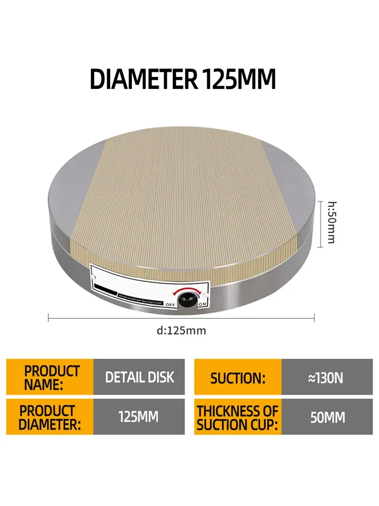 125mm Round Permanent Magnetic Chuck for Surface Grinder, Brass Magnetic Suction Cup Grinding Disk for Grinding Machine