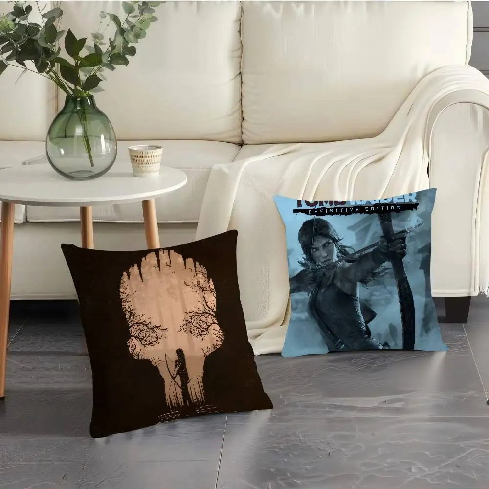 Lara Croft Tomb Raider game Double-sided Printed pillow cover Short plush Suitable living room bedrooms sofa throw cushion cover