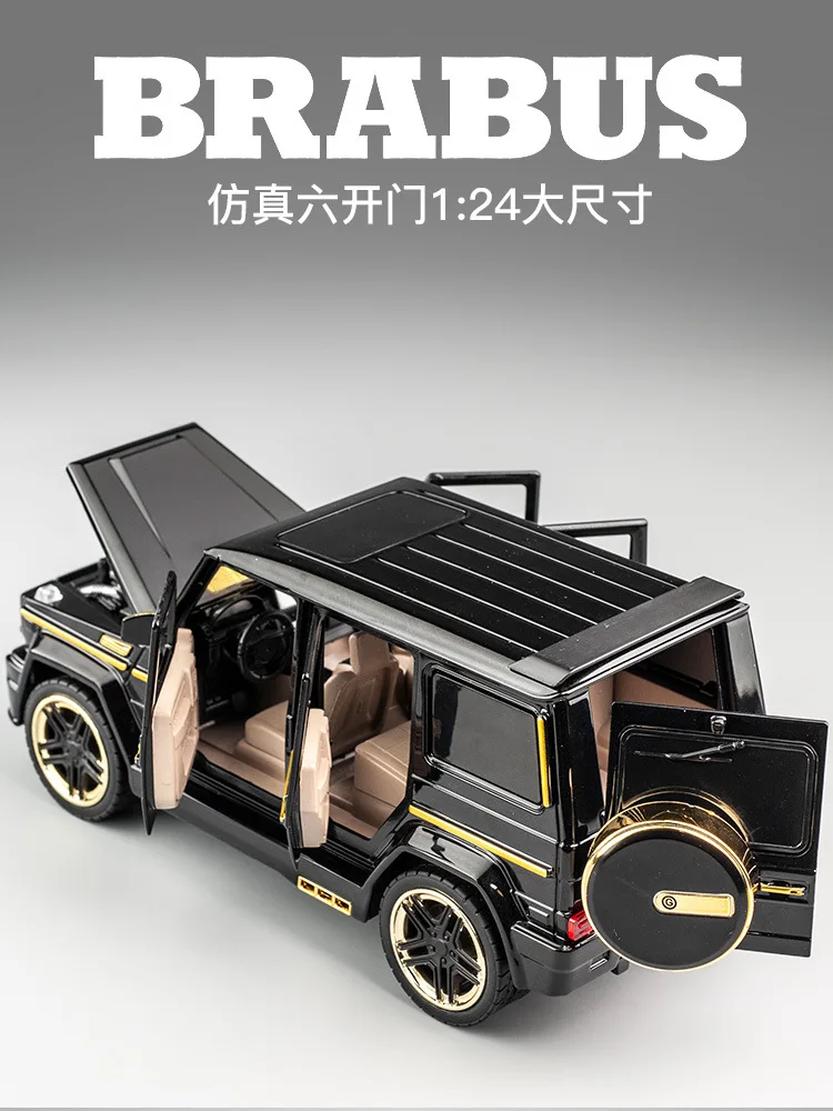 Benz BRABUS G65 reacondicionamiento de Metal fundido a presión, modelo de coche de juguete de alta simulación, vehículo de juguete con sonido y luz, regalos de coche extraíble, 1:24