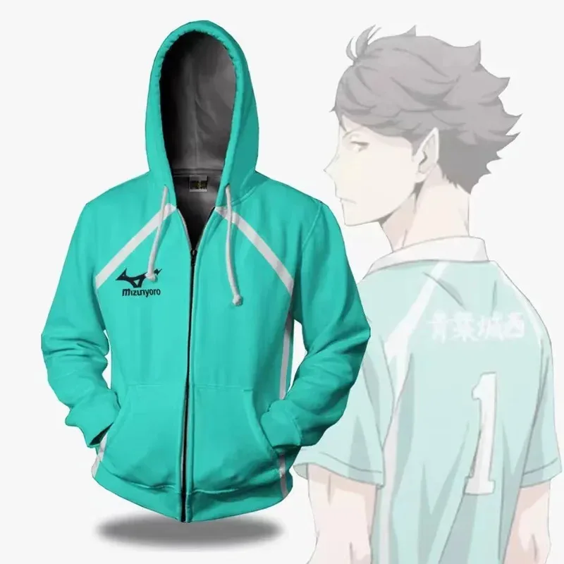 Anime haikyuu hoodies hinata shoyo com capuz ibkejiri hayato cosplay jaqueta oikawa tooru roupas com zíper moletom unisex casaco com capuz