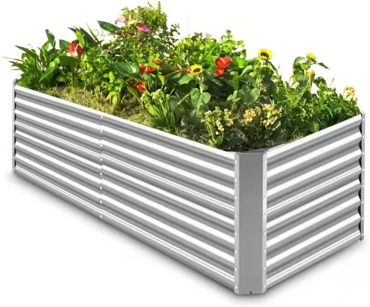 

Land Guard 8×4×2 ft Galvanized Raised Garden Bed Kit, Galvanized Planter Raised Garden Boxes Outdoor, Large Metal Raised Garden